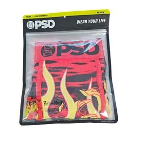 PSD Boxer Briefs Mens Medium Red New Rick and Morty Flame Graphic Underwear